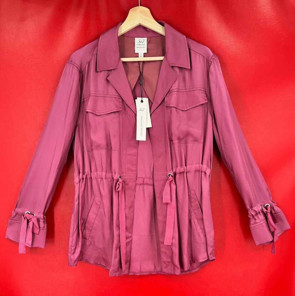 Cinq A Sept Mathieu Twill Satin Drawstring Mauve Pink Jacket Size XS NEW W/Tags